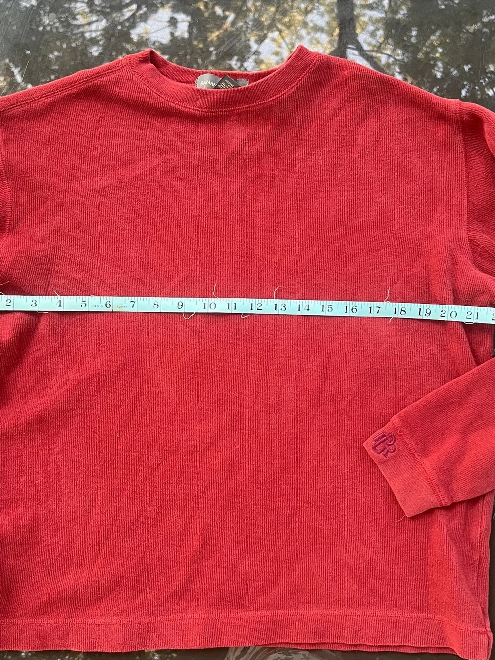Vintage Y2K Ribbed Shirt Men XS Minimal Blank Heavy Cotton Blue Banana Republic